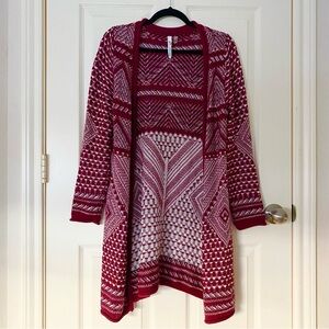 NY Collection Petite Red Long Cardigan